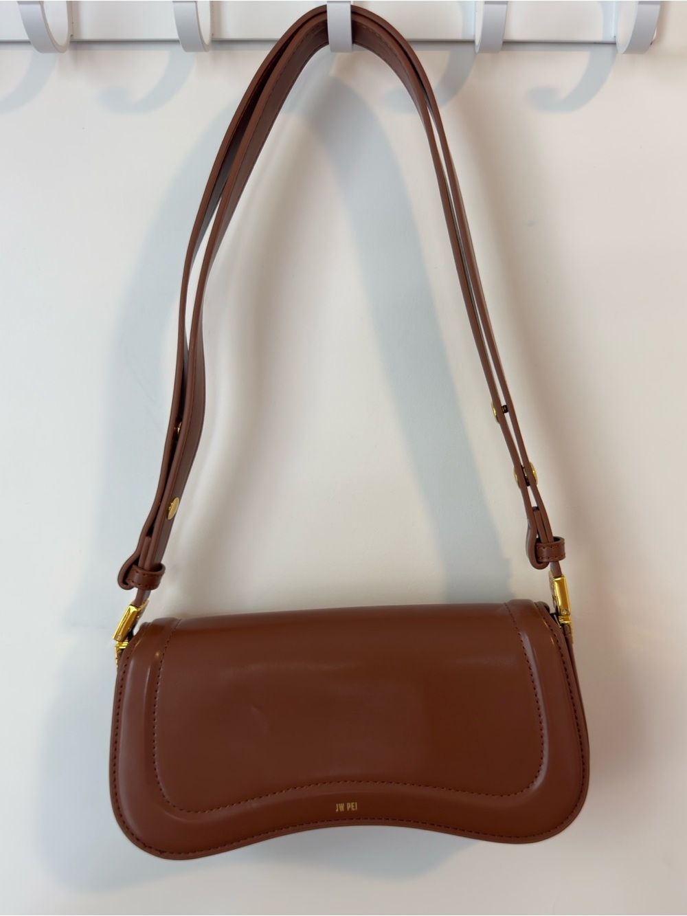 JW PEI Chestnut Saddle Shoulder Bag with Gold Hardware